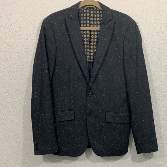 Scotch & Soda Black Royal Blue White Unlined Tweed 2 Button Sports Coat size M